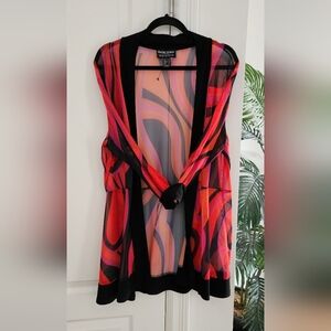 Frank Lyman Design Pink and Red Sheer Cardigan